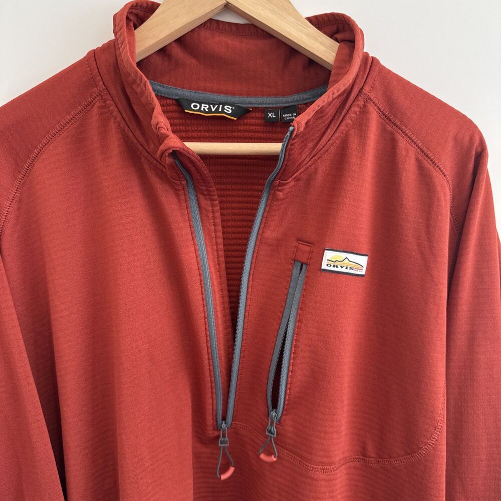 Orvis 1/4 Zip Pullover Performance Stretch Jacket Mens XL Rust Athleisure Earthy - Picture 13 of 14